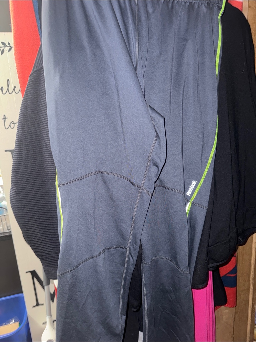 Reebok woman’s Black Training Pants with Lime Accents